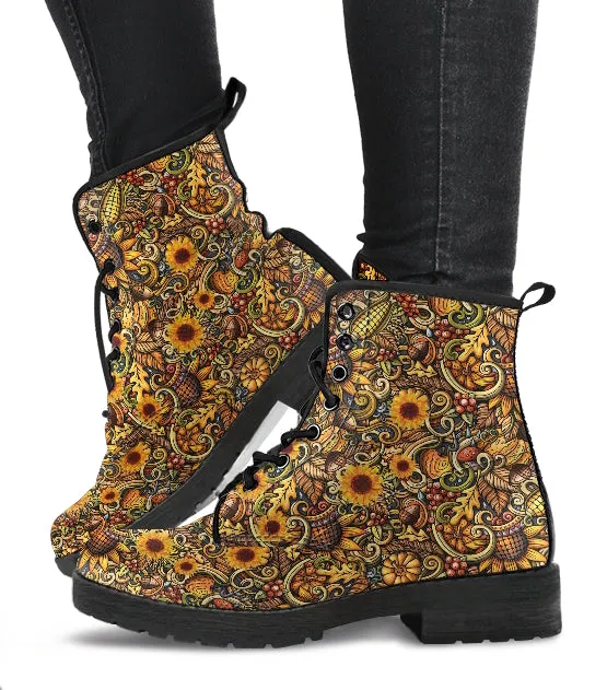 Baby Sunflower Handcrafted Women's Combat Boots