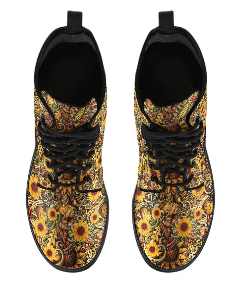 Baby Sunflower Handcrafted Women's Combat Boots