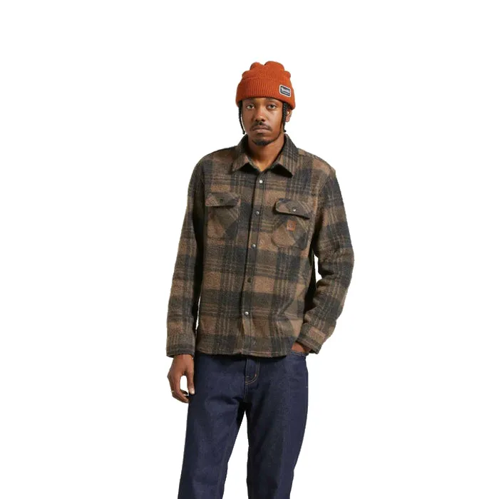 BRIXTON BOWERY ARCTIC STRETCH FLEECE L/S OVERHEMD - BURRO BROWN/BLACK PLAID