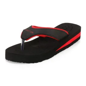 DOCTOR EXTRA SOFT Care Diabetic Orthopedic Pregnancy Flat Super Comfort Dr Flipflops and House Slippers For Women's and Girl's D-18-Black Red-4 UK