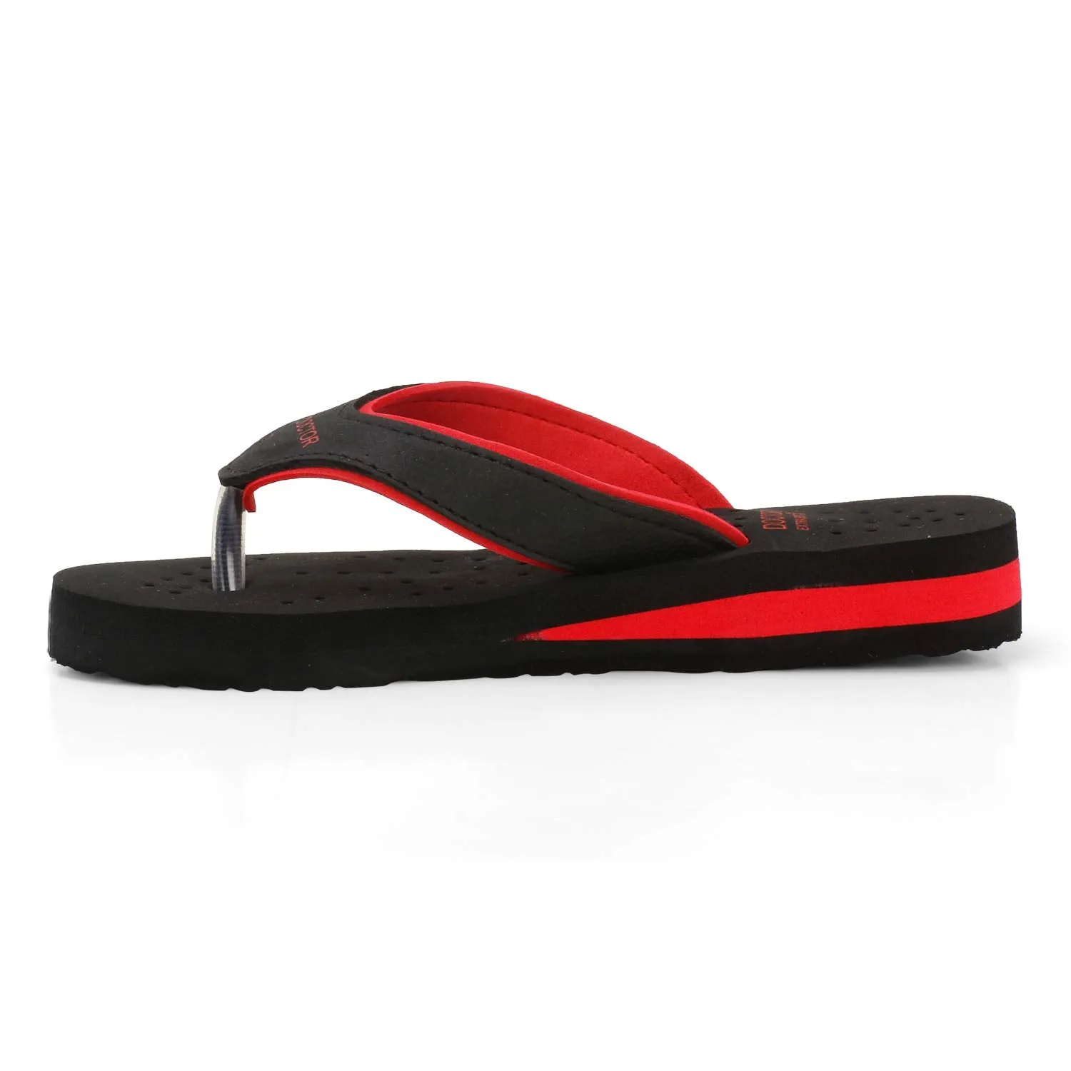 DOCTOR EXTRA SOFT Care Diabetic Orthopedic Pregnancy Flat Super Comfort Dr Flipflops and House Slippers For Women's and Girl's D-18-Black Red-4 UK