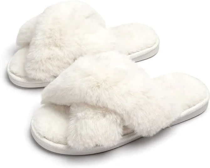Fluffy Cross-Band Slippers