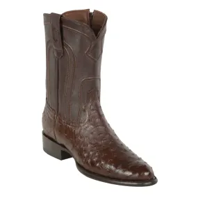 Los Altos Boots Mens #69Z0307 Roper W/Zipper Style | Genuine Ostrich | Color Brown