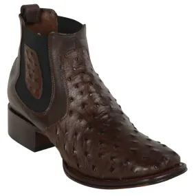 Los Altos Boots Mens #82BV0359 Ankle Boot Wide Square Toe | Style Ostrich Boots | Color Brown