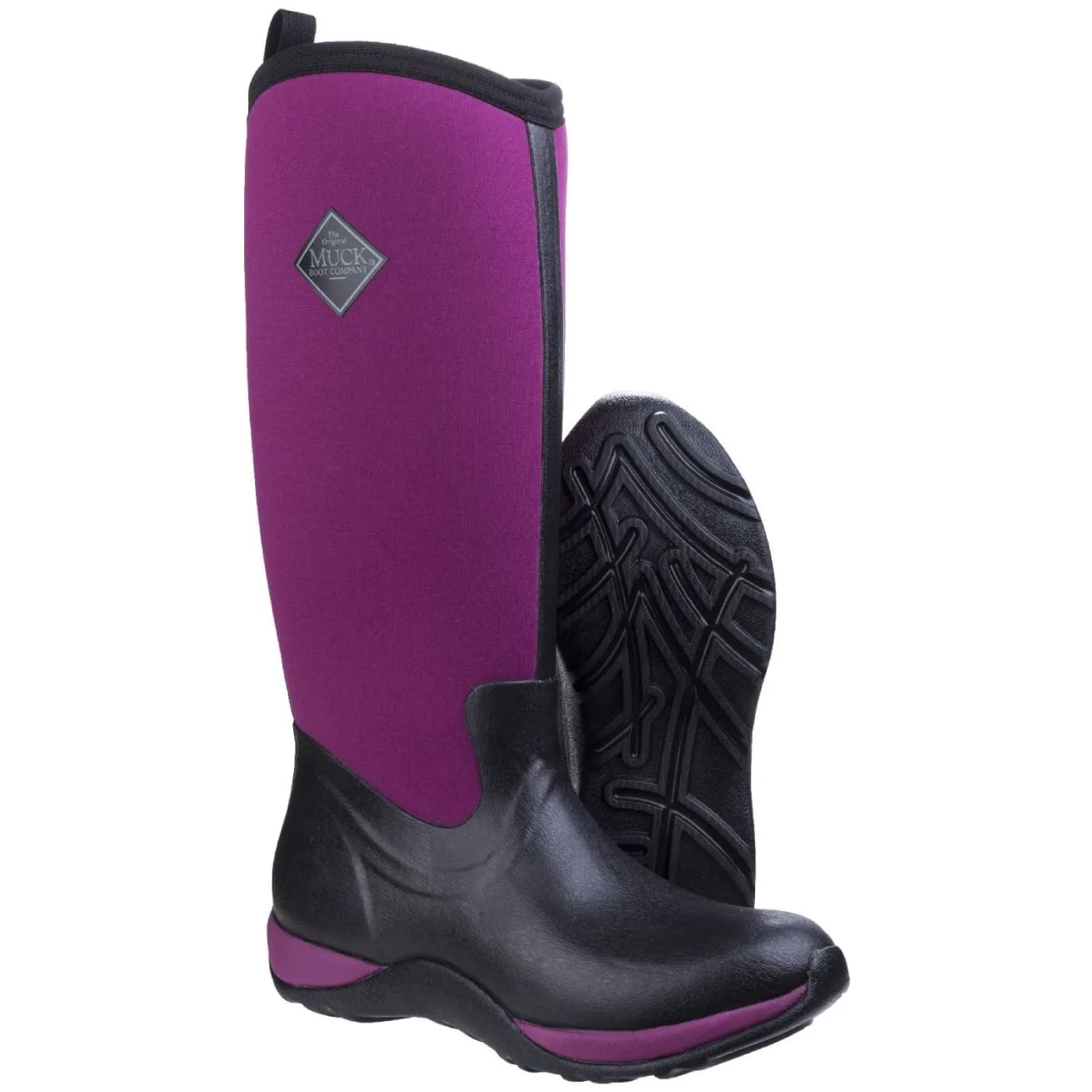 Muck Boots Black/Maroon Arctic Adventure Pull On Wellington Boots
