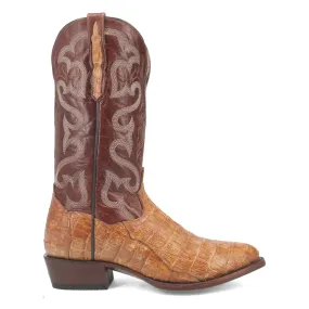 Primetime Caiman Croc Embroidered Round Toe Cowboy Boots