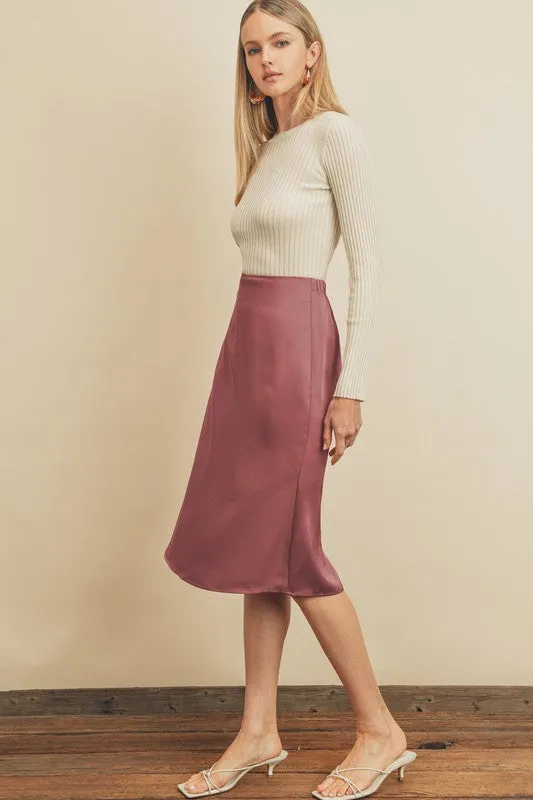The Melani Satin Midi Skirt