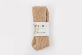 Ultra Soft Ribbed Fawn Alpaca Bed Socks