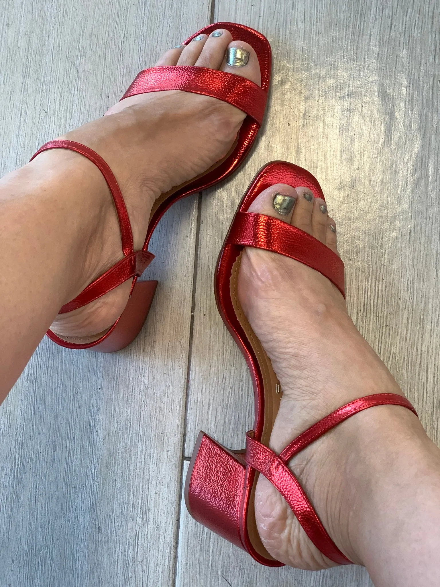 Vizzano 2” Red Square Heel Sandals