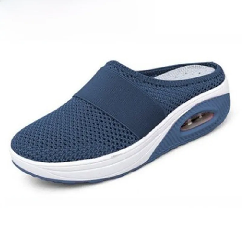 Wholesale large size Baotou slippers women breathable fly woven mesh pedal Half Drag