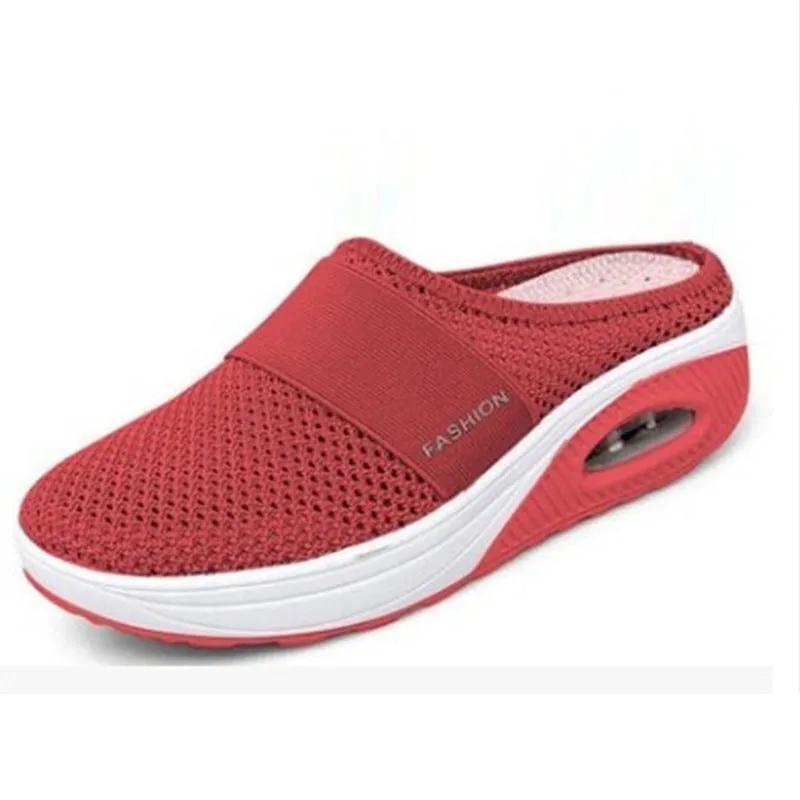 Wholesale large size Baotou slippers women breathable fly woven mesh pedal Half Drag
