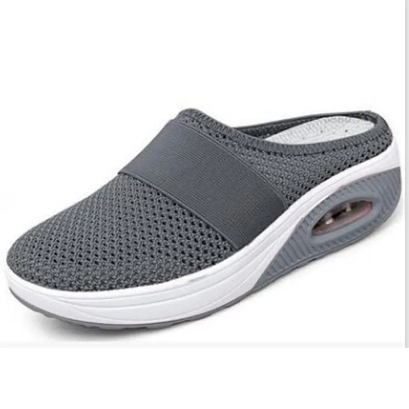 Wholesale large size Baotou slippers women breathable fly woven mesh pedal Half Drag