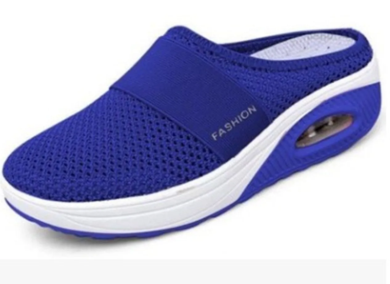 Wholesale large size Baotou slippers women breathable fly woven mesh pedal Half Drag